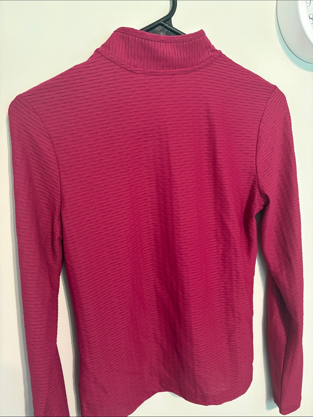 Tommy Bahama Berry Quarter-Zip Textured Long Sleeve Top - Picture 5 of 6